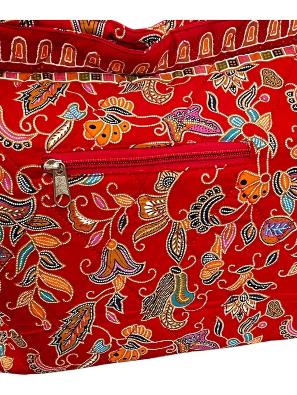 Lestari Singapore Batik Women Red Tote Bag